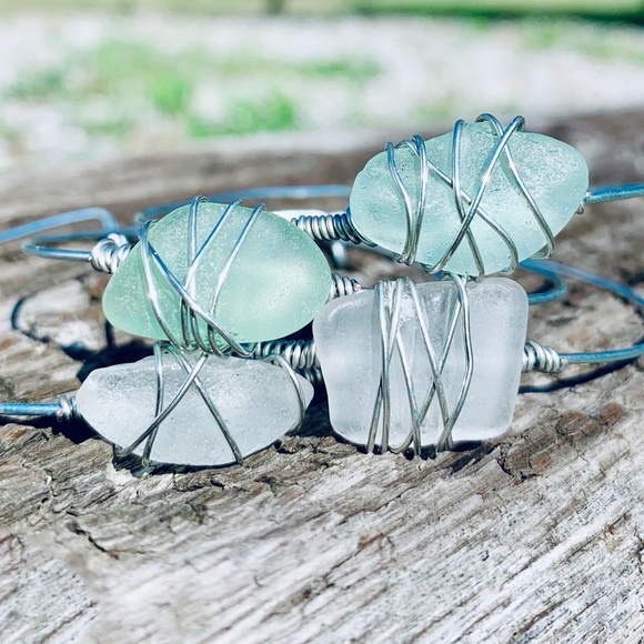 Jewelry - Salty Ocean Seaglass Bangle Bracelet